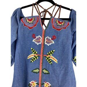 Red Carter womens topEmbroidered chambray strappy